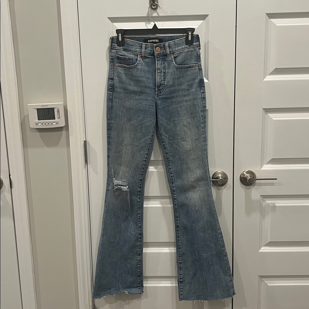 Express Women's Light Blue Flare Jeans